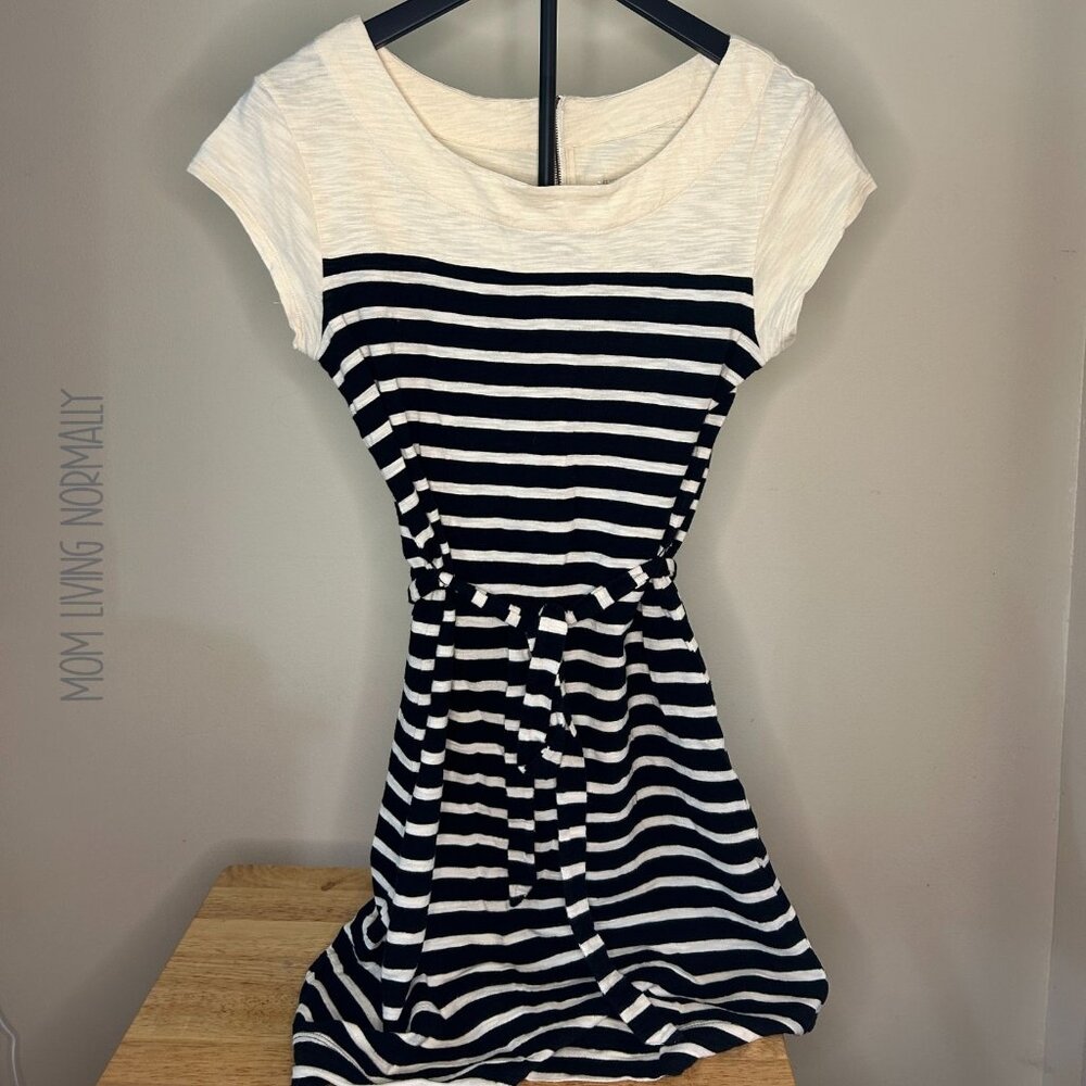 Merona XS Beige & Black Sleeveless with Tie Dress